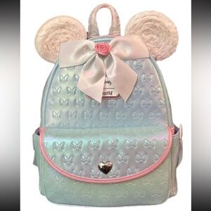 Loungefly Disney Minnie Mouse Ruffle Ears  Embossed Mini Backpack